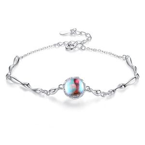 S925 sterling silver inlaid gemstone bracelet